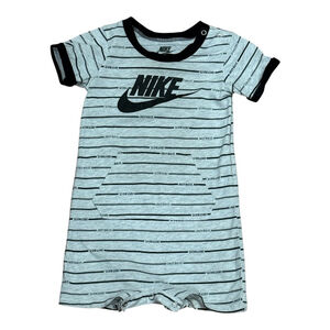 Nike Baby Romper 18M Gray Striped Short Sleeve Just Do It Logo One Piece Outfit
